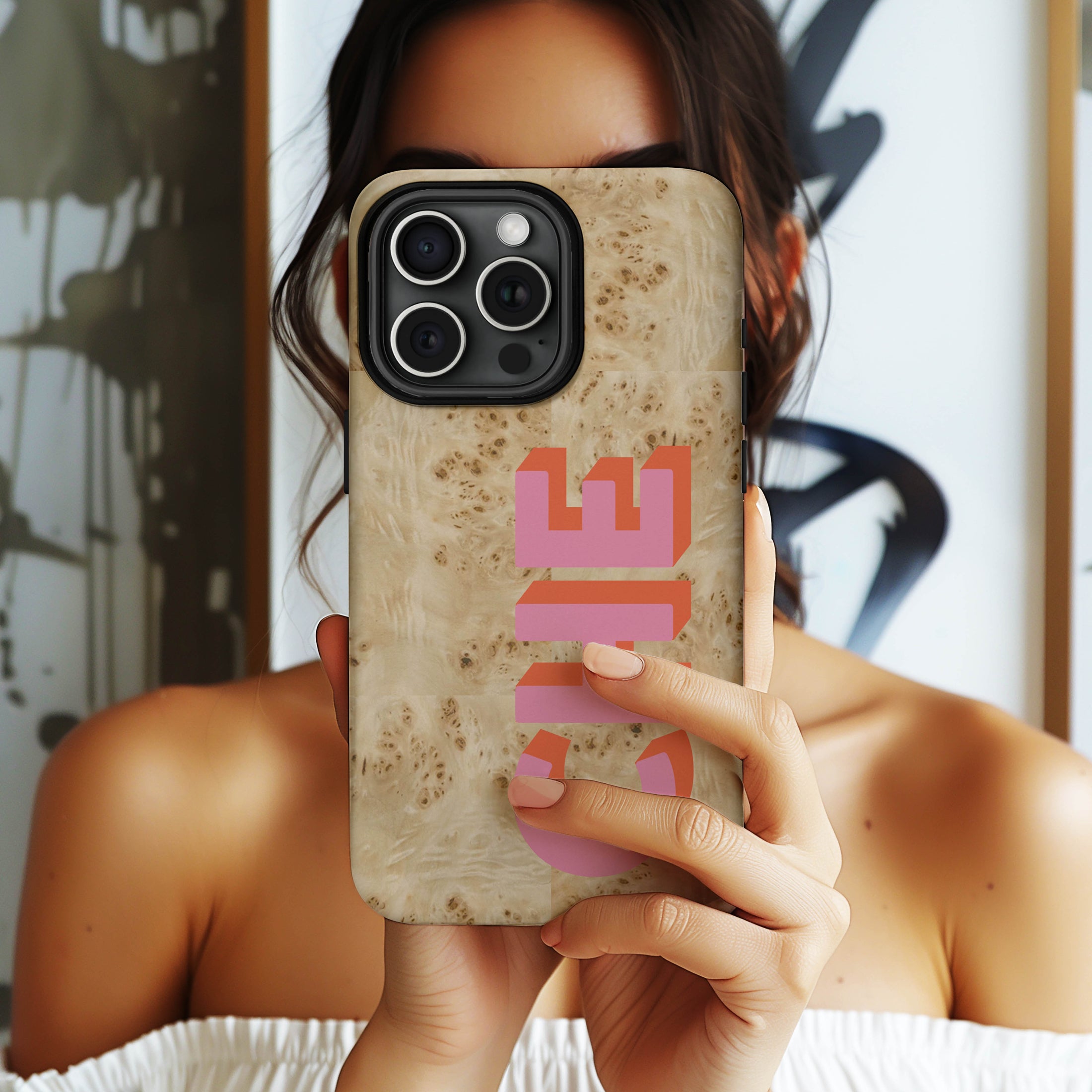 Personalized Burl Faux Wood Phone Case