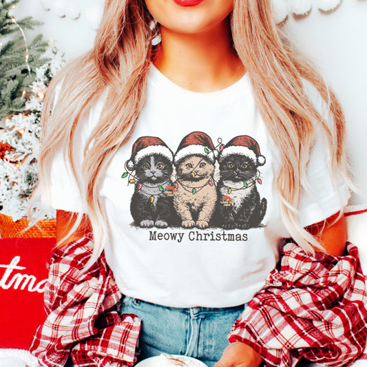 Graphic Tee, Tshirt, Christmas, Holiday, Kitty Meowy Christmas