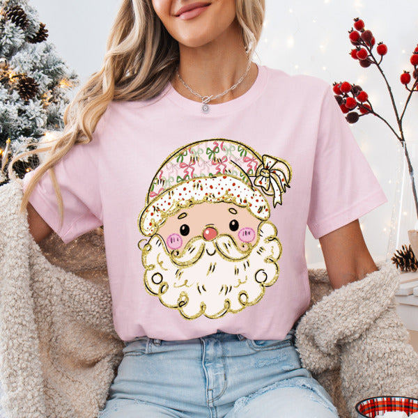 Graphic Tee, Tshirt, Christmas, Holiday, Bows, Trees, Santa