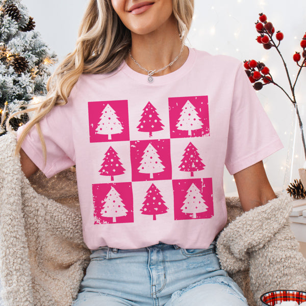 Graphic Tee, Tshirt, Christmas, Holiday, Bows, Trees