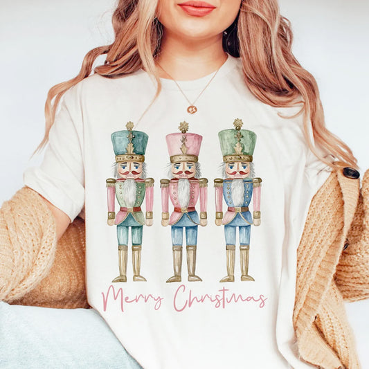 Graphic Tee, Tshirt, Christmas, Holiday, Pastel Nutcrackers