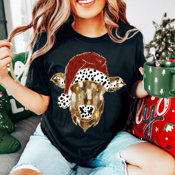 Graphic Tee, Tshirt, Christmas, Holiday, Cow, Western