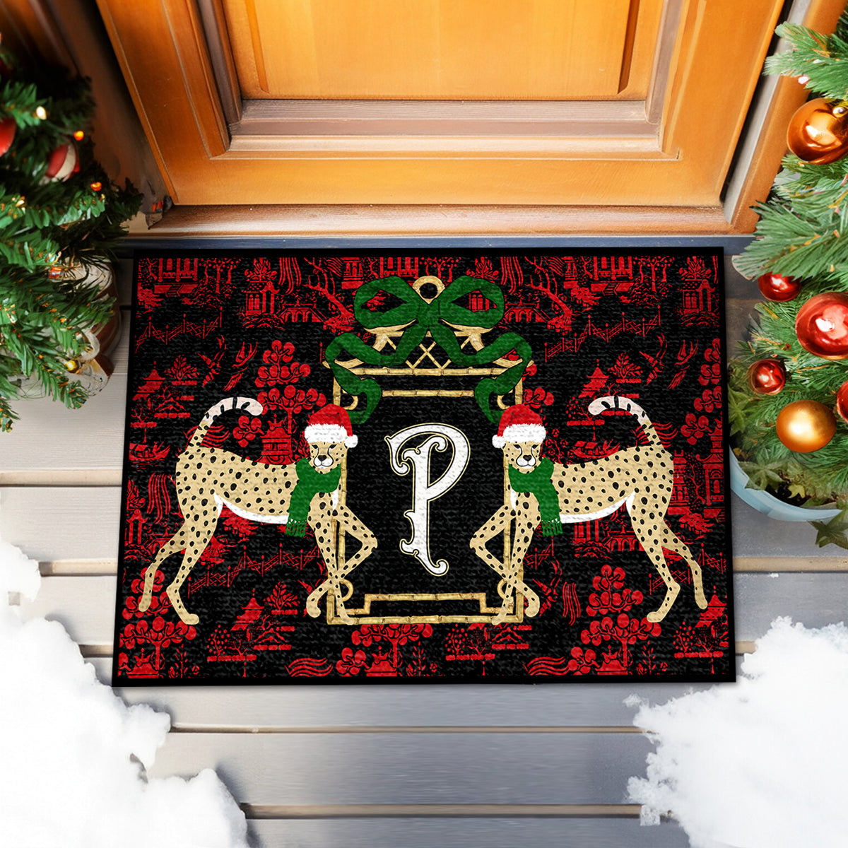 Christmas Leopard Door Mat