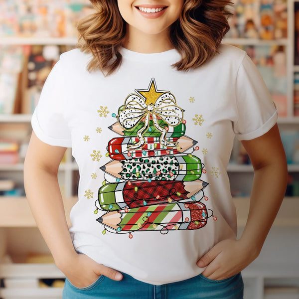 Graphic Tee, Tshirt, Teacher, Christmas Festive Pencil Tree