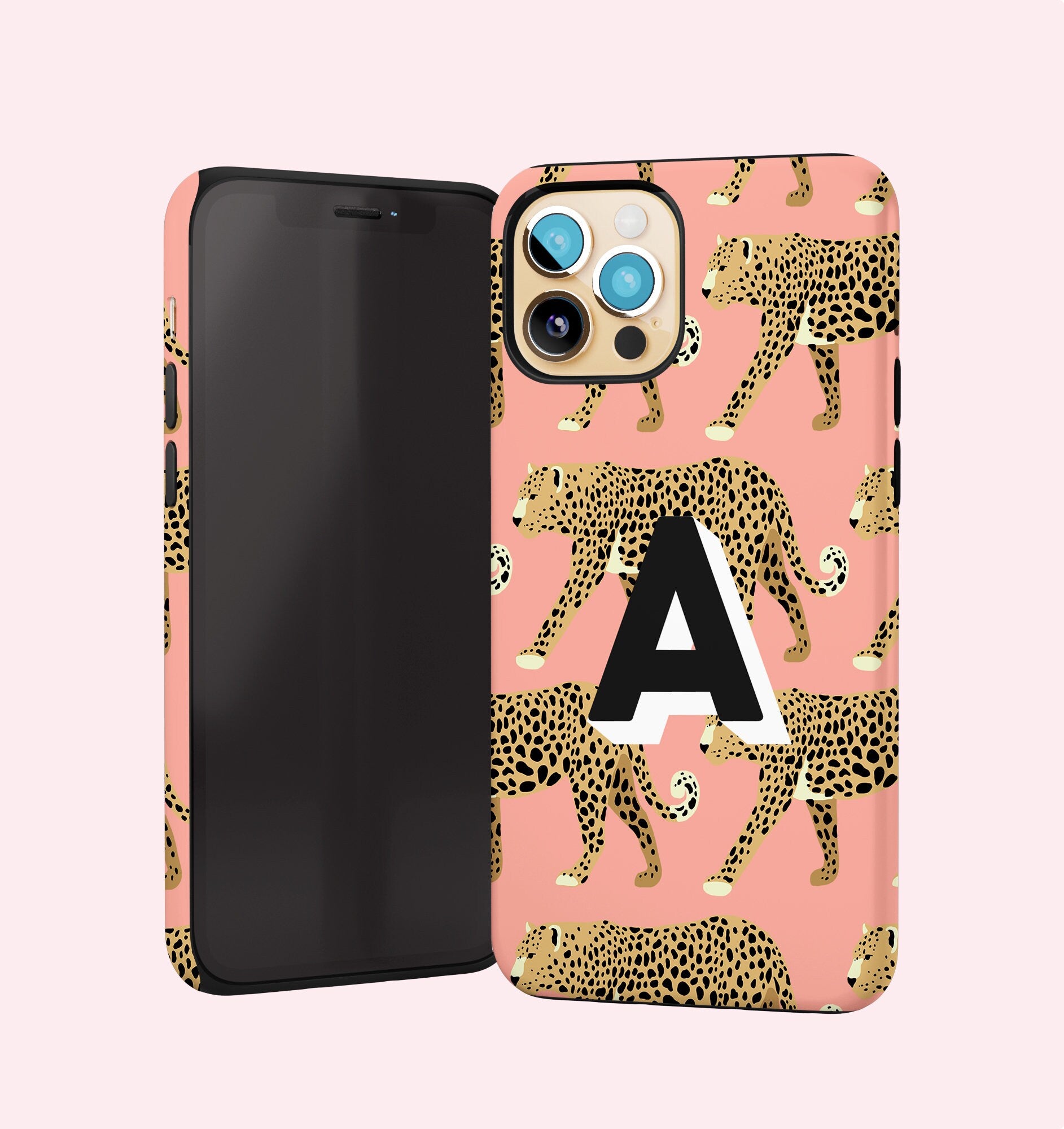 Personalized Animal Initial Phone Case, Custom Letter Case, iPhone 16 case, 15, 14, 13, Magsafe, Pro Max, Leopard, Cheetah, Tiger, Zebra