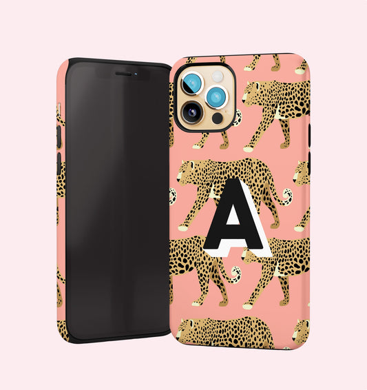 Personalized Animal Initial Phone Case, Custom Letter Case, iPhone 15 Case, 14, 13, Magsafe, Pro Max, Mini, Leopard, Cheetah, Tiger, Zebra,