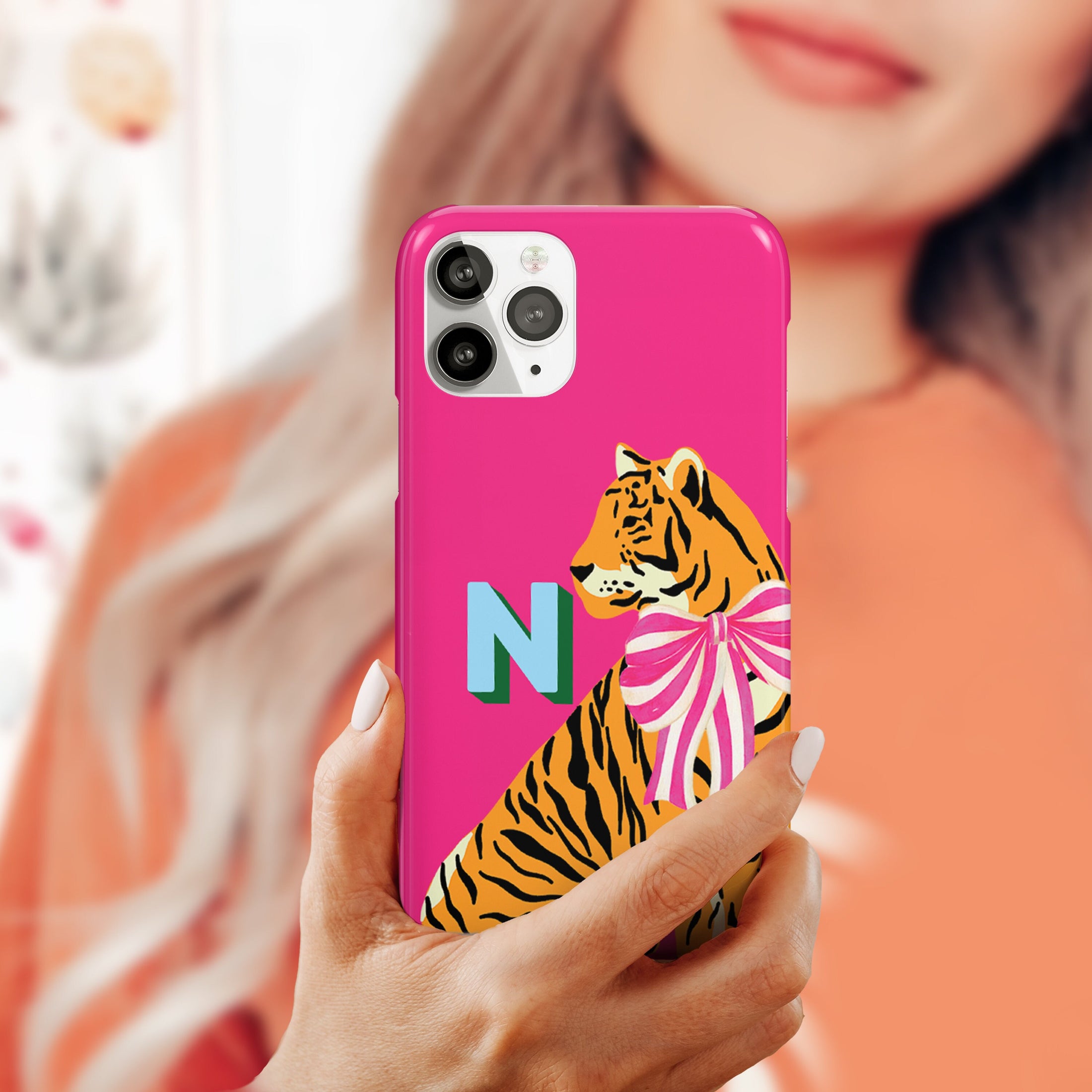 Personalized Animal Initial Phone Case, Custom Letter Case, iPhone 16 case, 15, 14, 13, Magsafe, Pro Max, Leopard, Cheetah, Tiger, Zebra