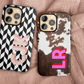 Load image into Gallery viewer, Personalized Shadow Initial Phone Case, Custom Name, iPhone 16, 15, 14, 13, 12, Magsafe, Pro Max, Plus,Mini, Tortoise, Cow, Leopard, Stripes
