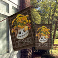 Load image into Gallery viewer, Personalized Flag, Custom Fall Garden & House Flag, Autumn Decor, Harvest, Pumpkin, Skeleton, Flowers Pumpkin Arrangement, Halloween, Spooky
