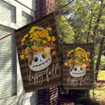 Load image into Gallery viewer, Fall Flag, Welcome Garden & House Flag, Autumn Decor, Autumn Decor, Harvest, Pumpkin, Skeleton, Flowers Pumpkin Arrangement,Halloween,Spooky
