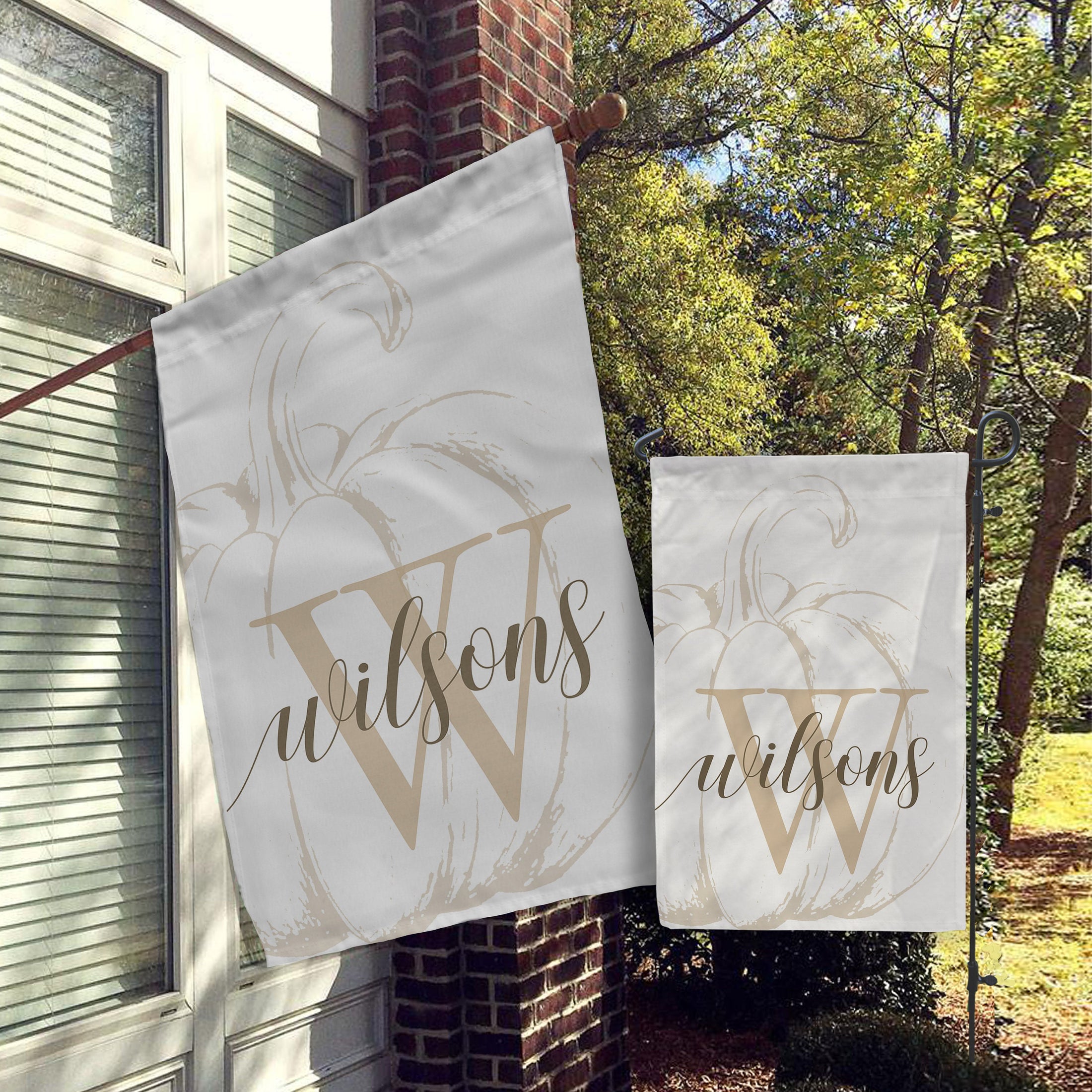 Personalized Fall Flags, House, Garden Flags, Porch, Yard Flags, Fall Decor, Autumn,Thanksgiving Pumpkin Classy Modern Minimalist Fall Decor