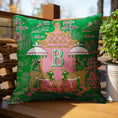 Load image into Gallery viewer, Personalized Pillow Cover, Monogram Initial, Custom Pillow Case, Modern Preppy Pillow, Cheetah, Leopard, Chinoiserie, Umbrella, Bamboo, Pink
