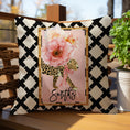 Load image into Gallery viewer, Personalized Pillow Cover, Monogram Initial, Custom Pillow Case, Modern Preppy Pillow, Cheetah, Leopard, Pink, Cream, Bow Maximalist Flowers
