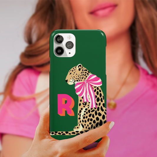 Personalized Animal Initial Phone Case, Custom Letter Case, iPhone 15 Case, 14, 13, Magsafe, Pro Max, Mini, Leopard, Cheetah, Tiger, Zebra,