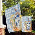 Load image into Gallery viewer, Personalized Flag, Custom Fall Garden & House Flag, Pumpkin Chinoiserie, Blue Harlequin Diamonds, Preppy Bow Pumpkin, Initial, Halloween
