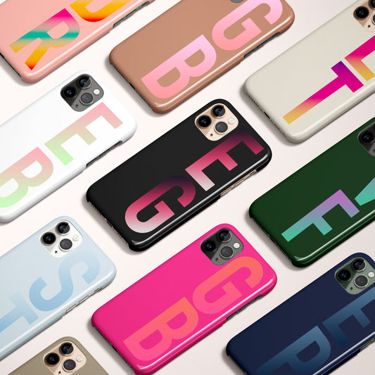 Personalized Tall Initial Phone Case, Custom Name Case, iPhone 15, iPhone 16, Magsafe, Pro Max,Iphone 13, Maximalist Large Gradient Initials