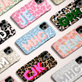 Load image into Gallery viewer, Personalized Shadow Initial Phone Case, Custom Name, iPhone 16, 15, Magsafe, iPhone 16, Pro Max, Iphone 12, Leopard,Cheetah, Pink, Green,Tan
